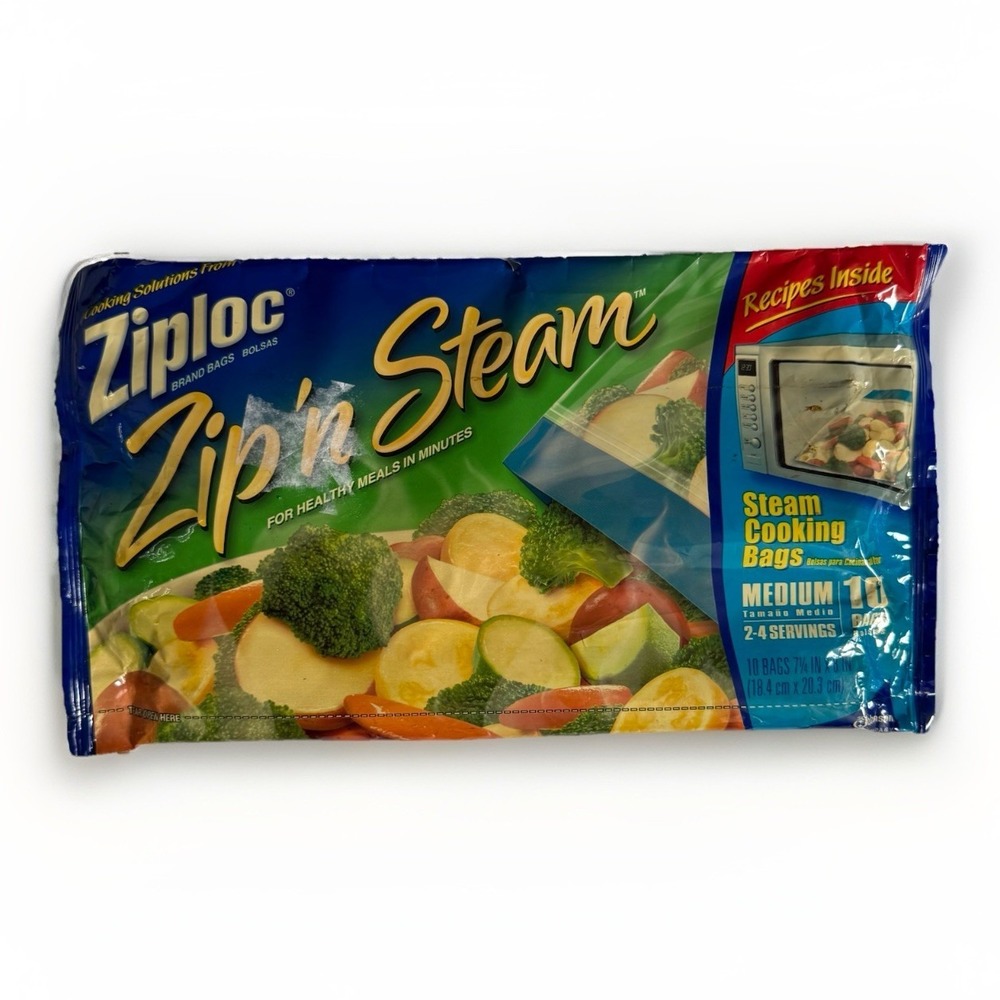 NEW Ziploc Zip'n Steam Bags Sealed 10 Count Medium 2009 NOS